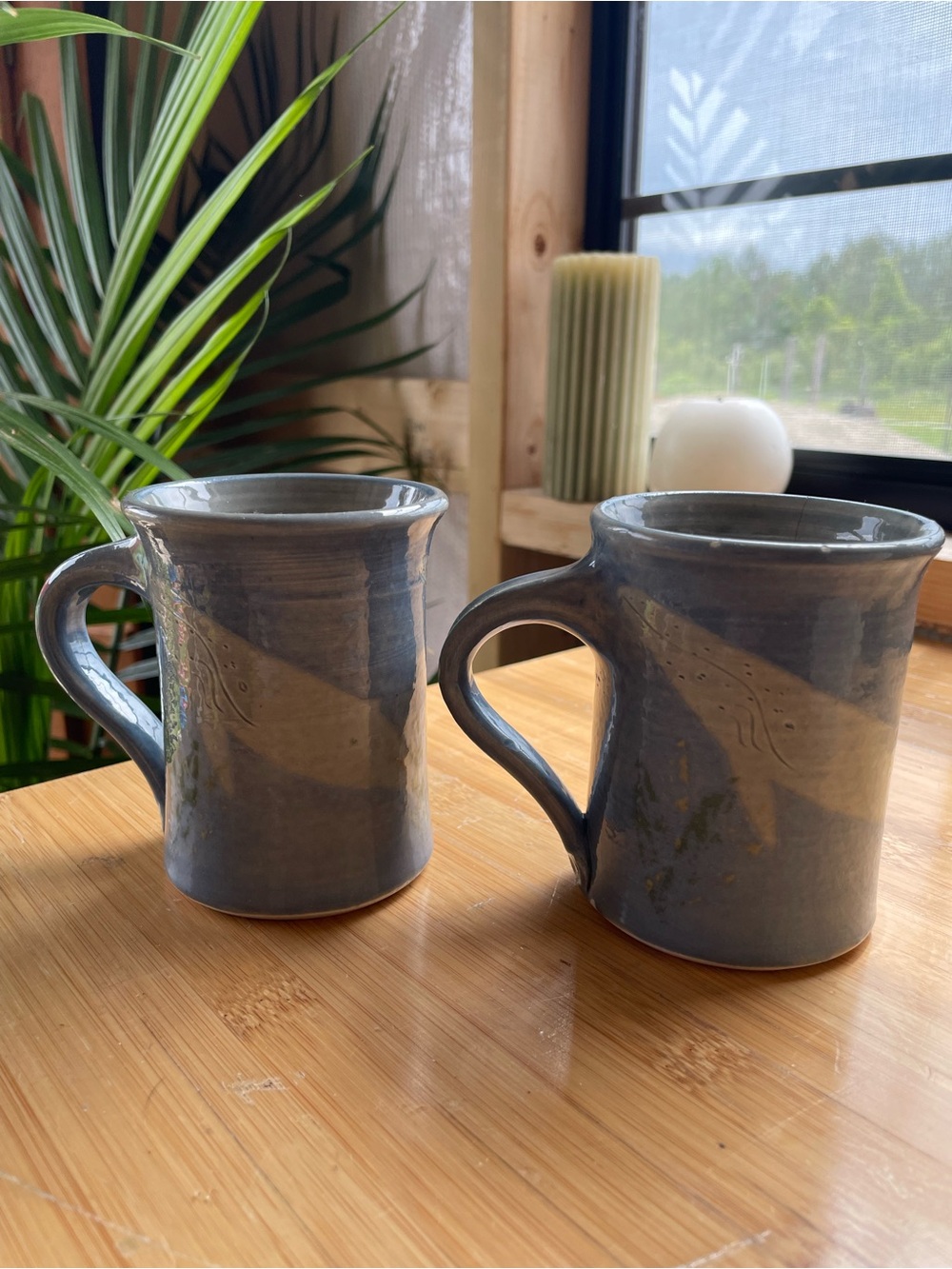 Handcrafted Gray Ceramic Whale Mugs - Set of 2
